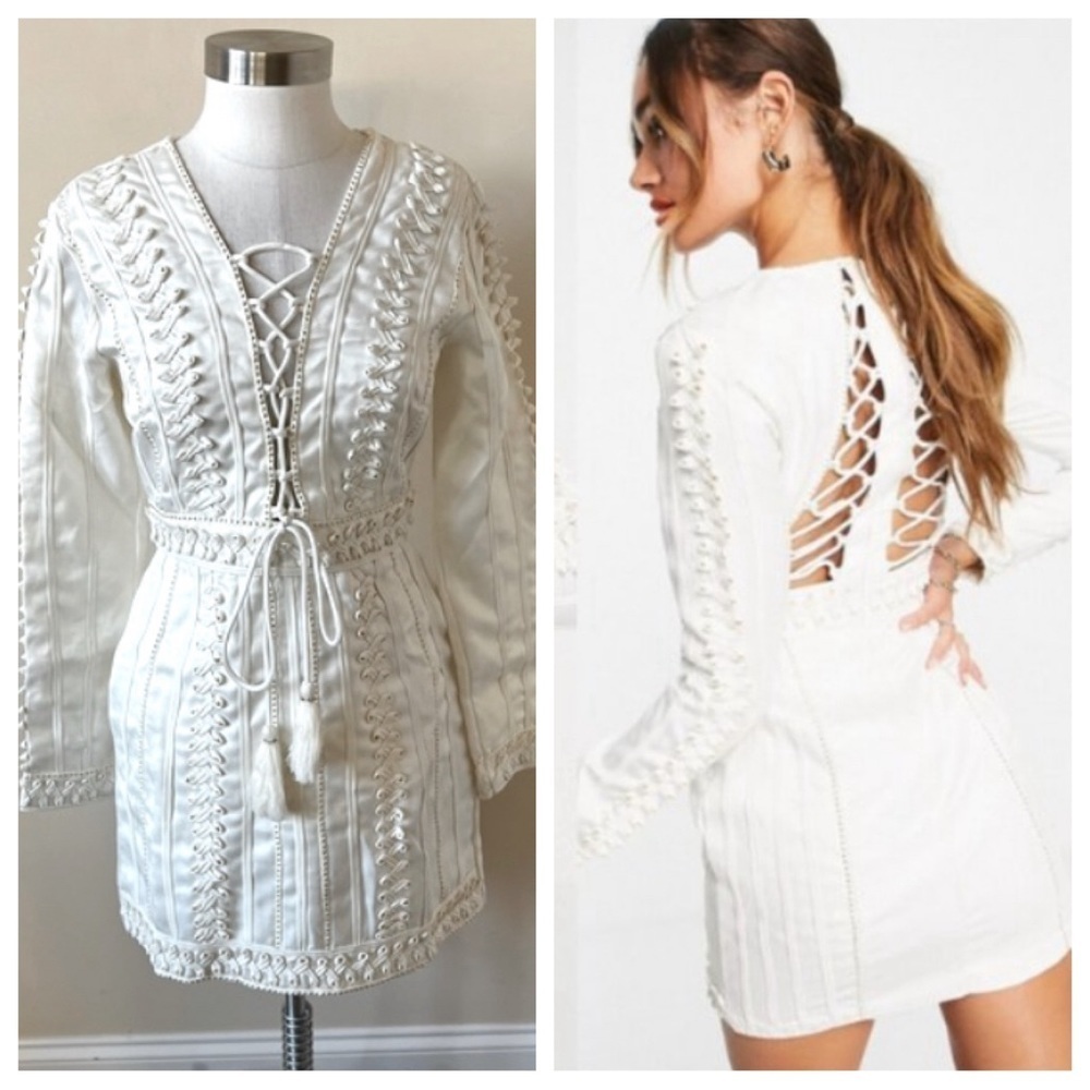 ASOS White Lace-Up Mini Dress
